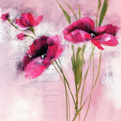 Pink Flower I Black Modern Wood Framed Art Print by Zacher-Finet, Isabelle