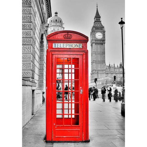 London Phone White Modern Wood Framed Art Print by Terrible, Aurelien