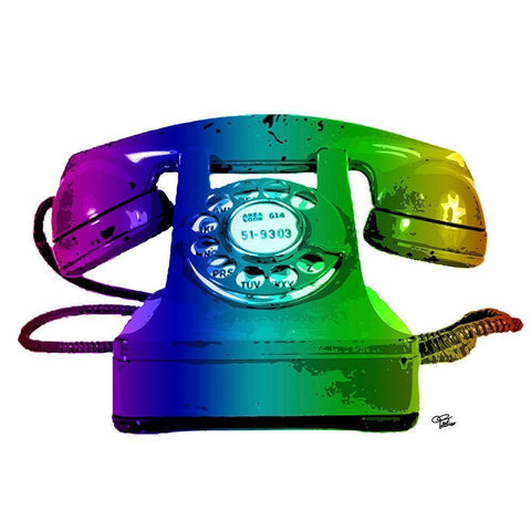 Rainbow Phone White Modern Wood Framed Art Print by Paslier, Morgan