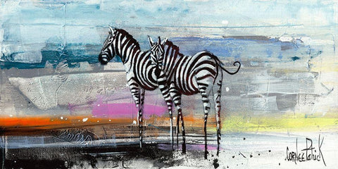 Zebra White Modern Wood Framed Art Print with Double Matting by Cornee, Patrick