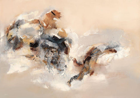 Reflets White Modern Wood Framed Art Print with Double Matting by Ball, Veronique