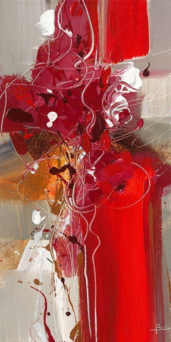 Jazz III White Modern Wood Framed Art Print with Double Matting by Ball, Veronique