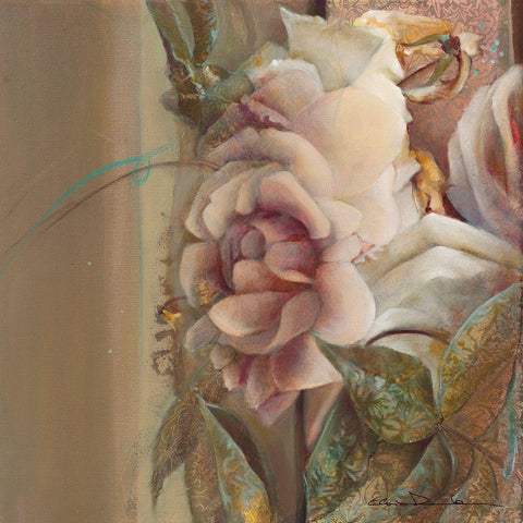 Les roses de mon jardin II Black Ornate Wood Framed Art Print with Double Matting by Amrhein, Elvira