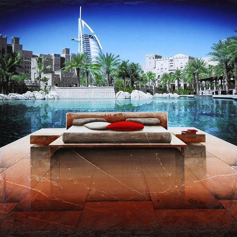 Beautiful View of DubaÃ¯ White Modern Wood Framed Art Print with Double Matting by MN.FF