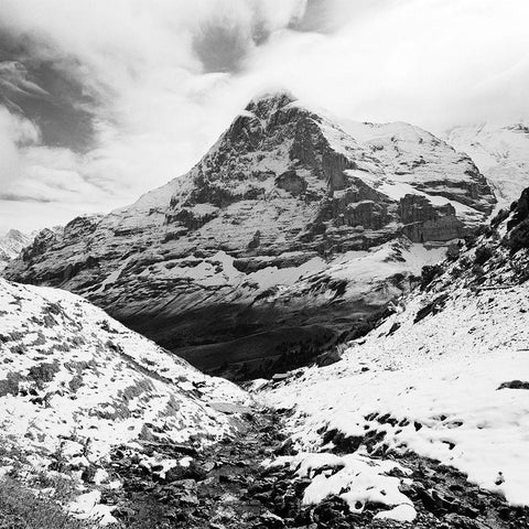 Eiger North Face White Modern Wood Framed Art Print with Double Matting by Butcher, Dave