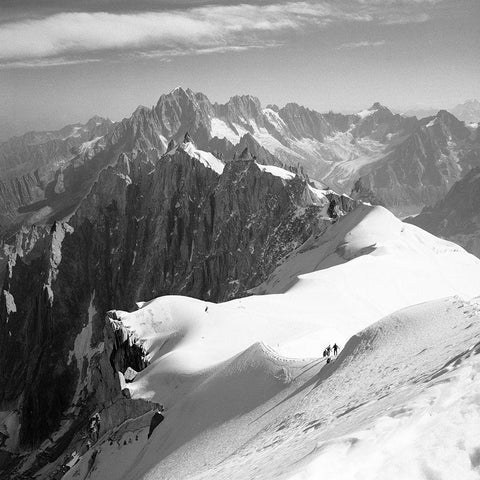 Descent to the Vallee Blanche-Chamonix Gold Ornate Wood Framed Art Print with Double Matting by Butcher, Dave