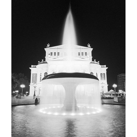 Frankfurt Alte Oper at Night Gold Ornate Wood Framed Art Print with Double Matting by Butcher, Dave