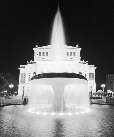Frankfurt Alte Oper at Night White Modern Wood Framed Art Print with Double Matting by Butcher, Dave