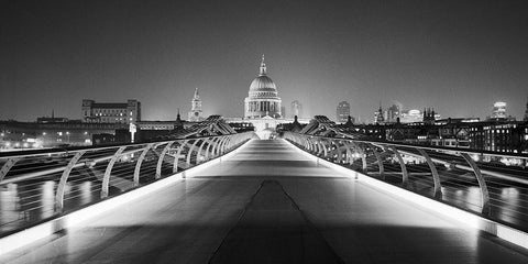 St Paul s Cathedral from London Millenni Black Ornate Wood Framed Art Print with Double Matting by Butcher, Dave