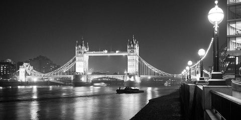 Tower Bridge at Night Black Ornate Wood Framed Art Print with Double Matting by Butcher, Dave