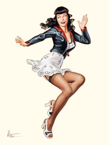 Betty danse Black Ornate Wood Framed Art Print with Double Matting by Hitte, Patrick