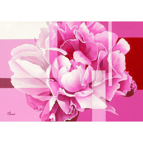 Pivoine V Black Modern Wood Framed Art Print with Double Matting by Bernard, Anne