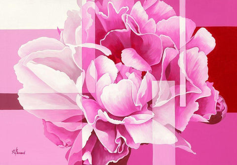 Pivoine V White Modern Wood Framed Art Print with Double Matting by Bernard, Anne