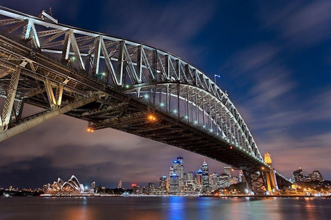 Sydney Harbour Bridge White Modern Wood Framed Art Print with Double Matting by Ernemann, Lothar