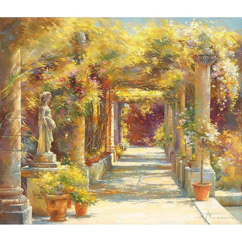 La pergola de l abbaye Gold Ornate Wood Framed Art Print with Double Matting by Messely, Johan