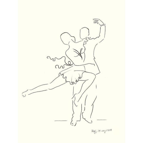 Lets Dance Black Modern Wood Framed Art Print with Double Matting by Schneider, Rosy