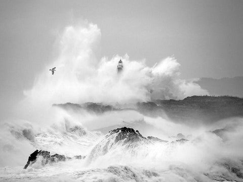 Storm in Cantabria Black Ornate Wood Framed Art Print with Double Matting by Cano, Marina