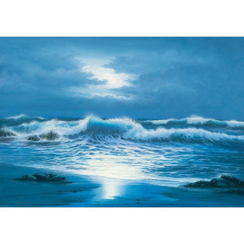 Evening Breakers White Modern Wood Framed Art Print by Sim, John F