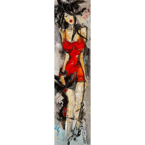 Femme en rouge White Modern Wood Framed Art Print by Zacher-Finet, Isabelle