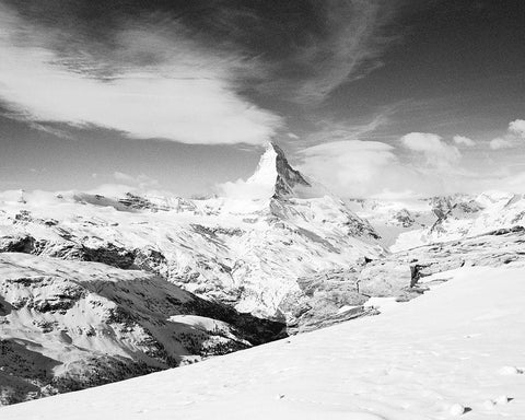 Matterhorn from Unterrothorn White Modern Wood Framed Art Print with Double Matting by Butcher, Dave