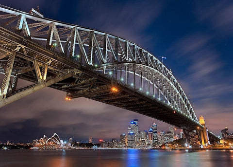 Sydney Harbour Bridge Black Ornate Wood Framed Art Print with Double Matting by Ernemann, Lothar