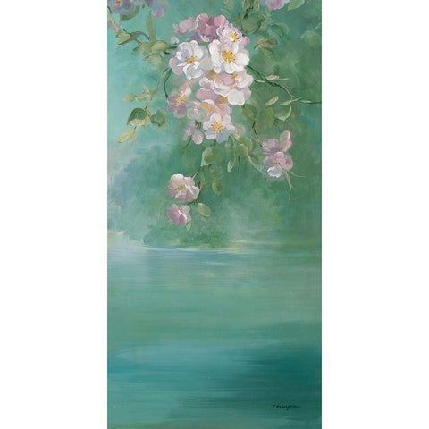 Roses Chaalis Blanches Black Modern Wood Framed Art Print by Vernageau, Sylvie