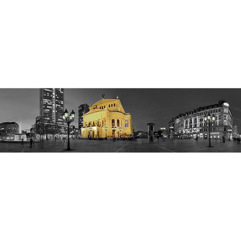 Alte Oper Frankfurt Black Modern Wood Framed Art Print with Double Matting by Fischer, Rolf