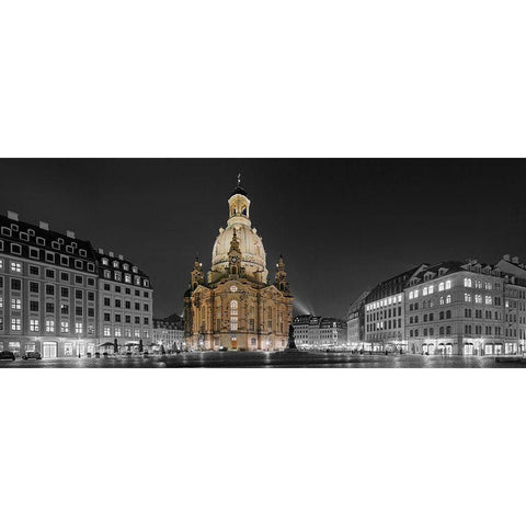 Altmarkt Dresden mit Frauenkirche White Modern Wood Framed Art Print by Fischer, Rolf