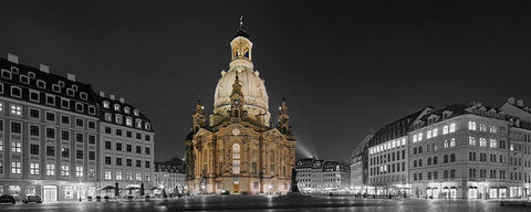 Altmarkt Dresden mit Frauenkirche White Modern Wood Framed Art Print with Double Matting by Fischer, Rolf