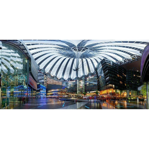 Sony Center Panorama White Modern Wood Framed Art Print by Fischer, Rolf