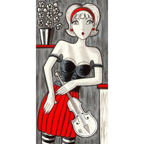 Violon blanc Black Modern Wood Framed Art Print by MIROTA