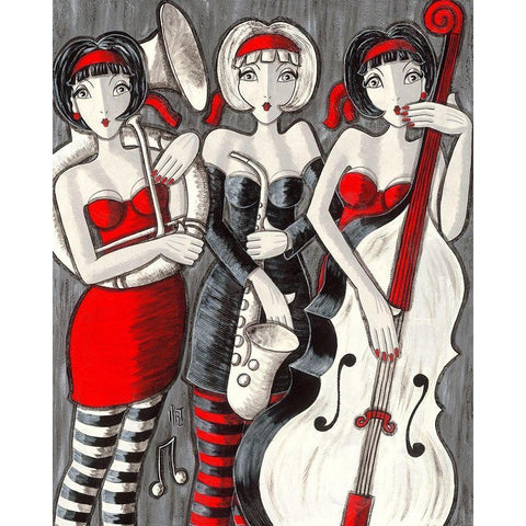 Jazz Band White Modern Wood Framed Art Print by MIROTA