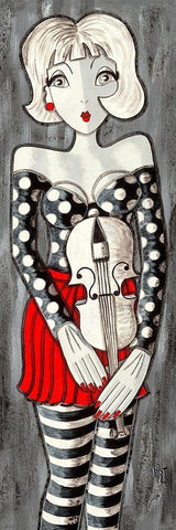 Violon White Modern Wood Framed Art Print with Double Matting by MIROTA