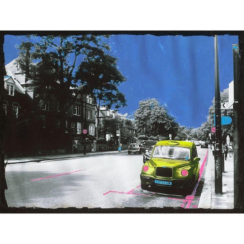 Yellow Cab White Modern Wood Framed Art Print by Simonutti, Riccardo