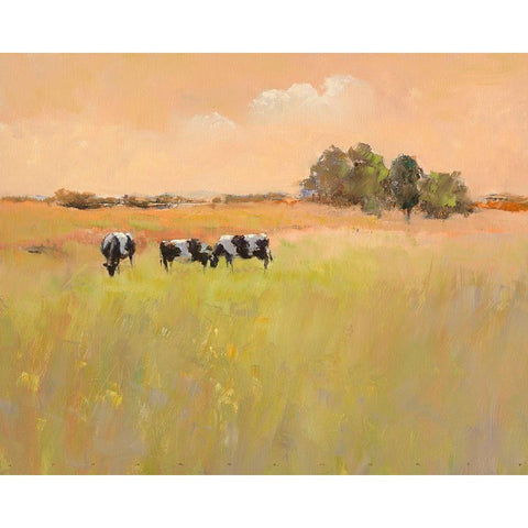 Three Cows White Modern Wood Framed Art Print by Groenhart, Jan