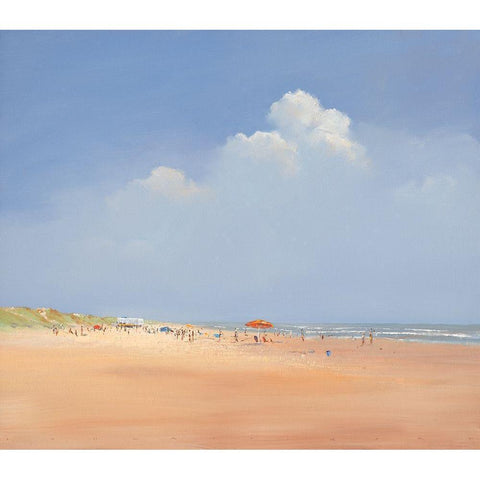 A Day on the BeachÂ  White Modern Wood Framed Art Print by Groenhart, Jan