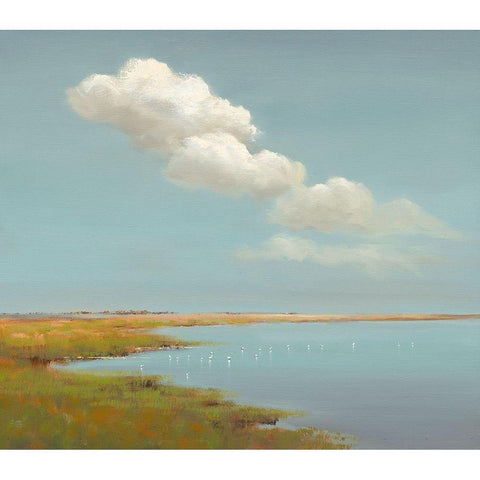 Birds and Clouds Gold Ornate Wood Framed Art Print with Double Matting by Groenhart, Jan