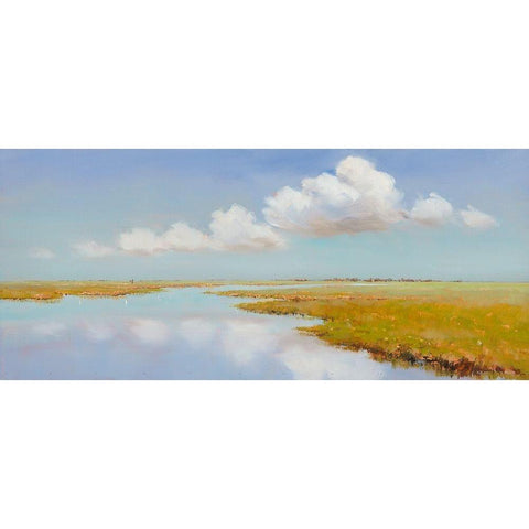 A clear Day in the Field Black Modern Wood Framed Art Print with Double Matting by Groenhart, Jan