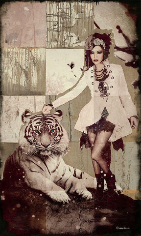 Tigerfrau White Modern Wood Framed Art Print with Double Matting by Shirin Donia