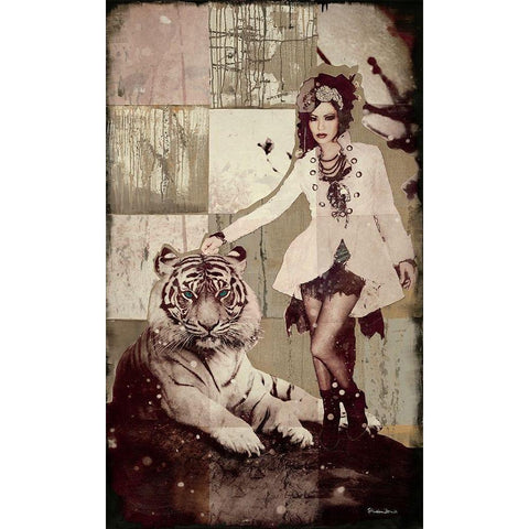 Tigerfrau White Modern Wood Framed Art Print by Shirin Donia