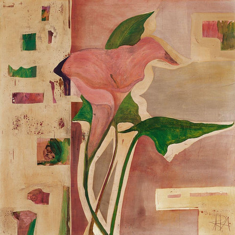 Blutenanatomie: Calla Black Ornate Wood Framed Art Print with Double Matting by Richter-Armgart, Rose