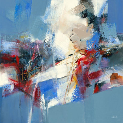 Vibrations II White Modern Wood Framed Art Print with Double Matting by Ball, Veronique