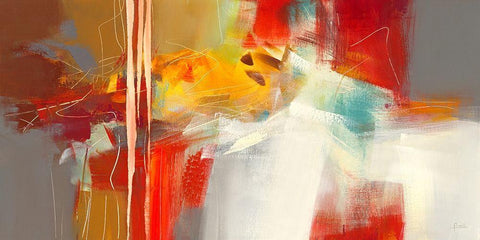 Harmonie White Modern Wood Framed Art Print with Double Matting by Ball, Veronique