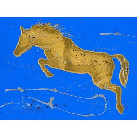 Caballo Orode Salto Black Modern Wood Framed Art Print with Double Matting by Bosboom, Leon