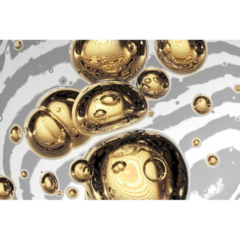 Golden Bubble White Modern Wood Framed Art Print by Steger, Uwe