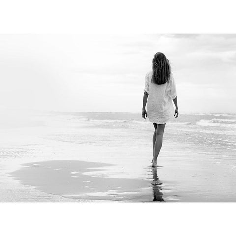 Walking on a White Beach Black Modern Wood Framed Art Print by Milillo, Marco