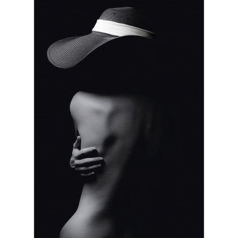 The Black Hat White Modern Wood Framed Art Print by Milillo, Marco