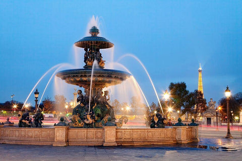 Place de la Concorde White Modern Wood Framed Art Print with Double Matting by Fischer, Rolf