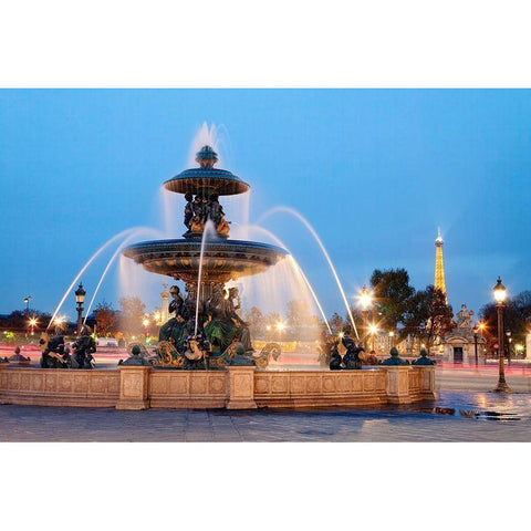 Place de la Concorde Black Modern Wood Framed Art Print with Double Matting by Fischer, Rolf