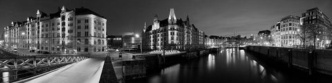 Speicherstadt Panorama Black Ornate Wood Framed Art Print with Double Matting by Fischer, Rolf